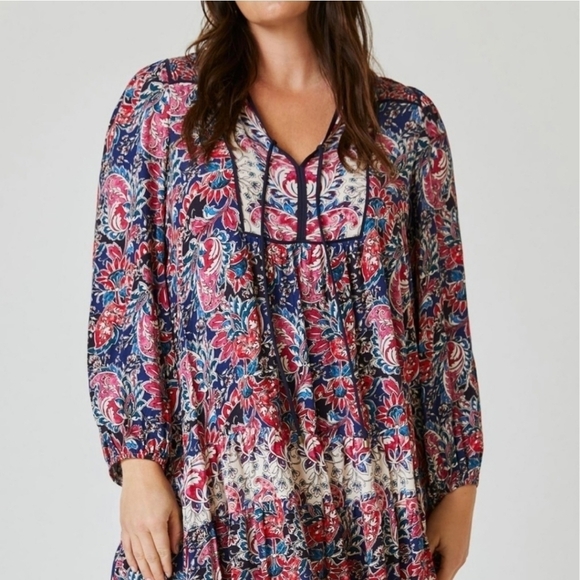 NWOT Anthropologie Spliced Bohemian Flowy Tunic Mini Dress - Picture 4 of 9
